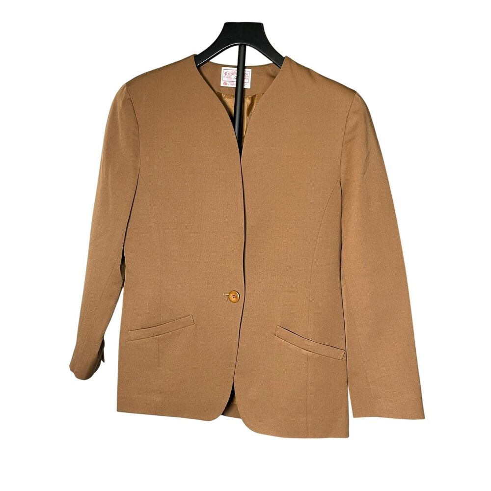 Pendleton Vintage Women’s Virgin Wool Blazer Brown Minimalist Made in USA Size 8